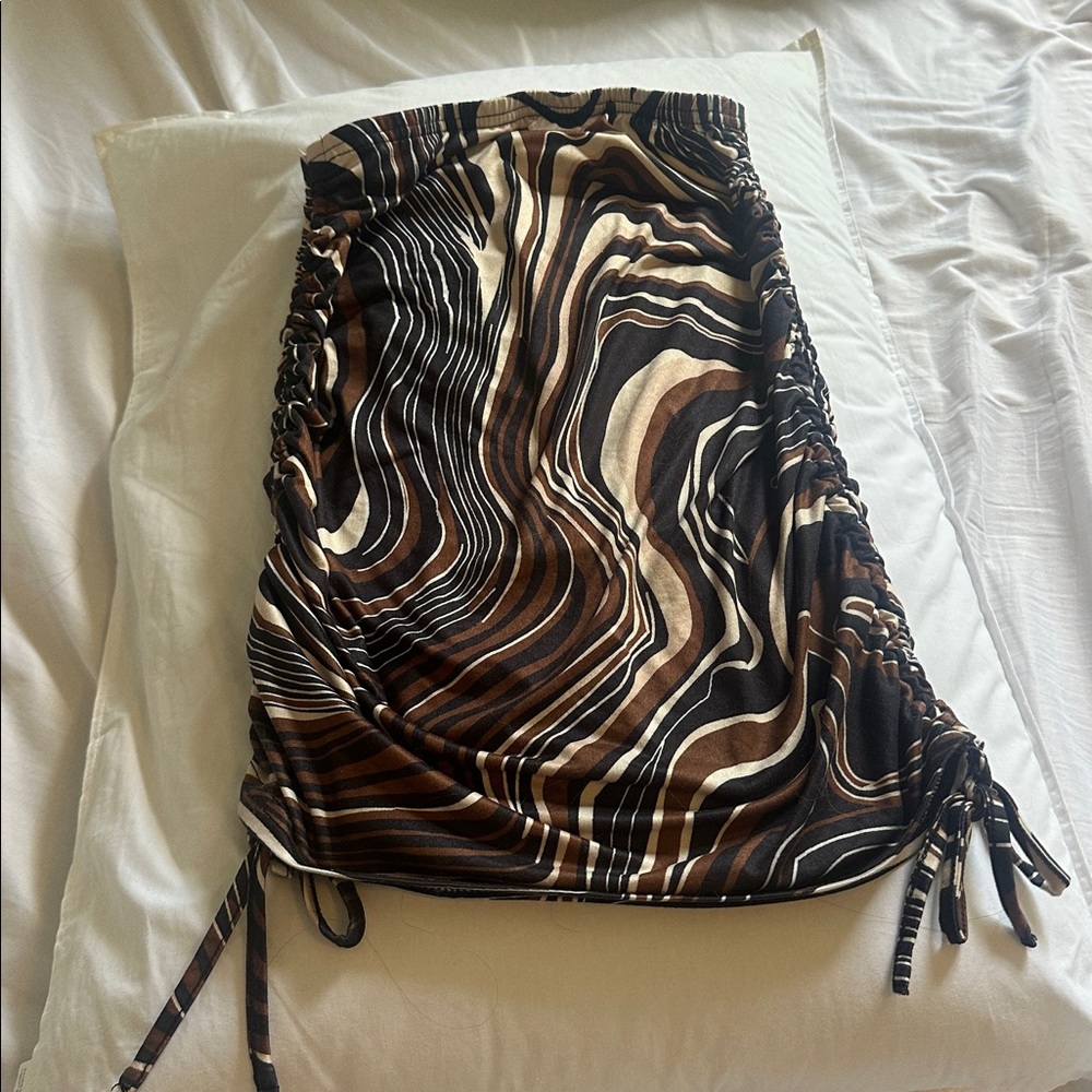 Shein Brown and Black Abstract Print Skirt